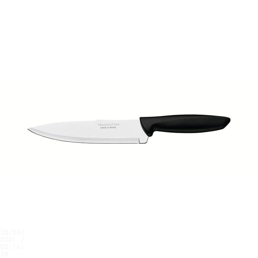 Faca Chef Tramontina Plenus Com Lâmina Em Aço Inox E Cabo De Polipropileno Preto 7" Tramontina