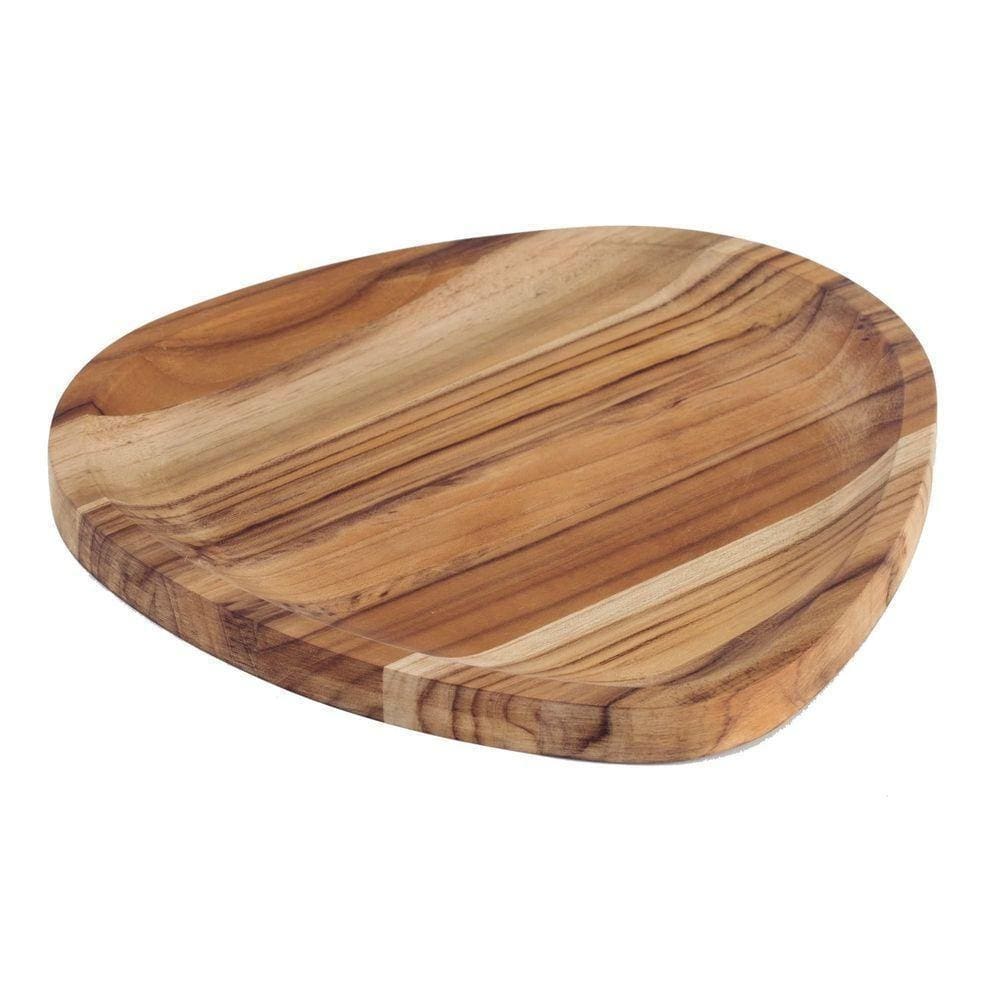 Bandeja Organica Churrasco Em Madeira Teca Fsc Com Acabamento Em óleo Mineral 25x25 Cm