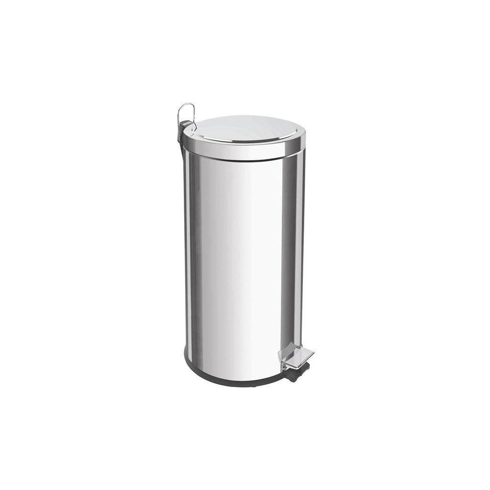 Lixeira Inox Com Pedal Brasil Com Acabamento Polido E Balde Interno Removível 30 L