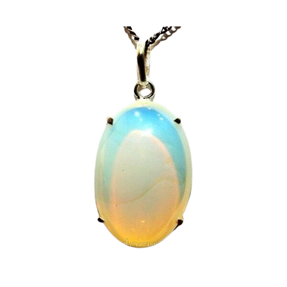 Cabochão Pedra Lua Opalina Prata 950 Garra