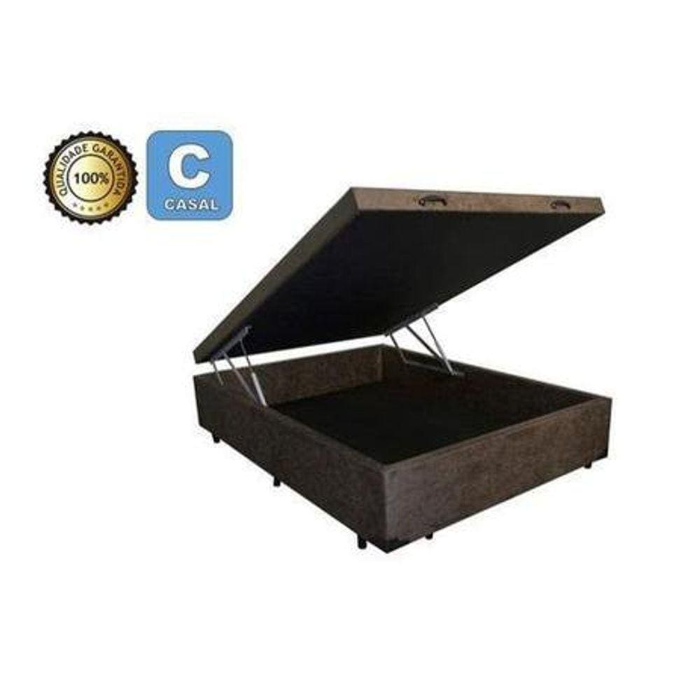 Cama Box Baú Casal Suede Marrom 138x188x39