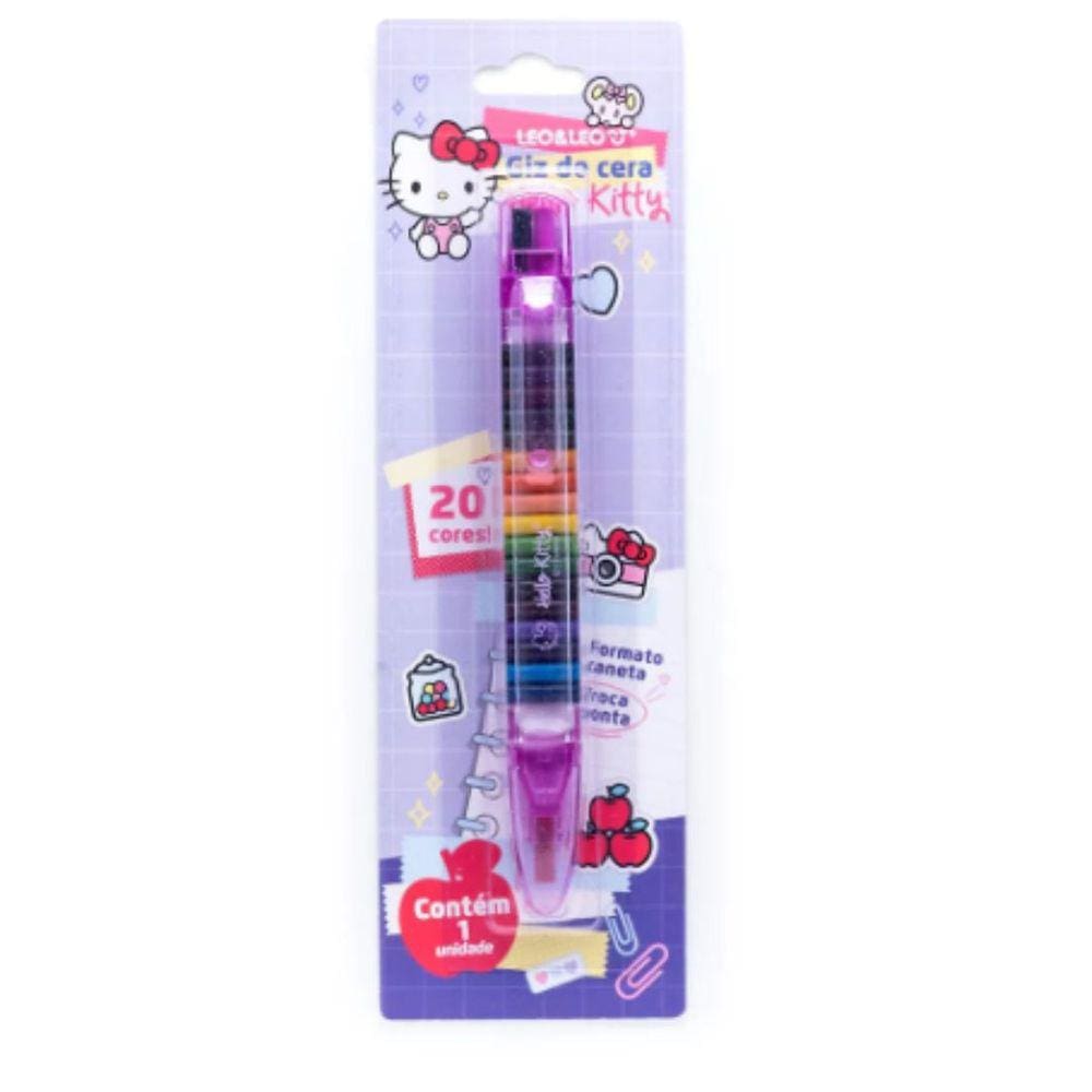 Giz De Cera Troca Ponta 20 Cores Hello Kitty Leo E Leo