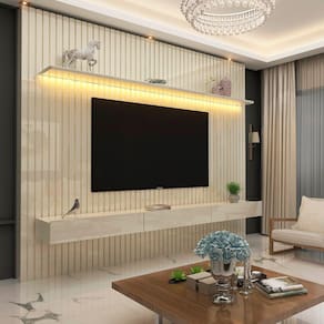 Home Para Tv Ripado Com Led Nobre 230 Off White - Gelius