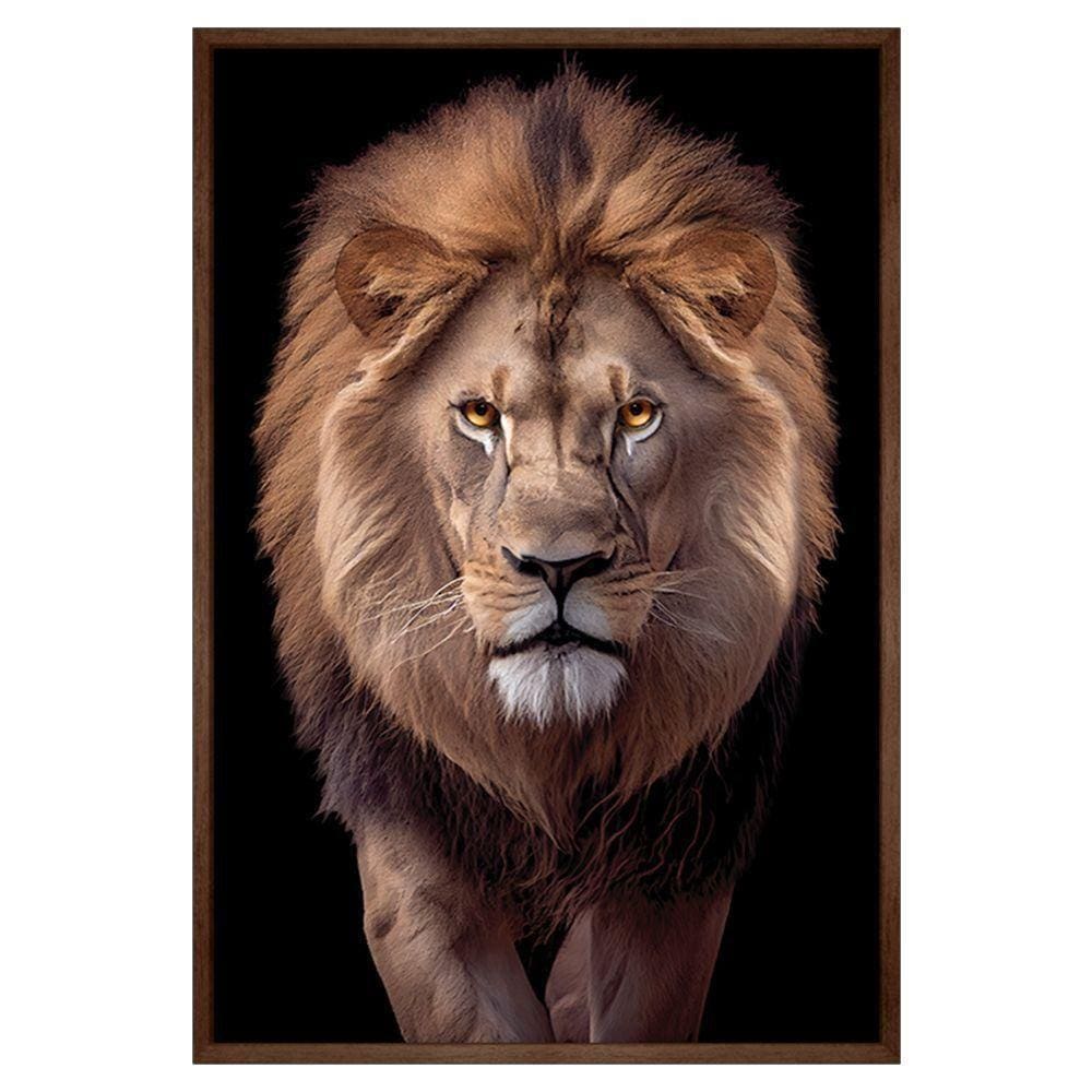 Quadro Decorativo Leão Judá Sala Quart Moldura Cxalta 100x66 Título Moldura Madeira