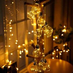 Luz de Natal Cordão 10 Lâmpadas Incandescentes 100 Leds Warm Fio Arame Bivolt 4,0 Mts