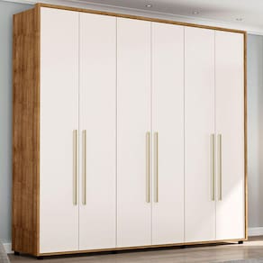 Guarda-Roupa Casal Coimbra 6 Portas 6 Gavetas Freijó/Off White - Politorno Móveis