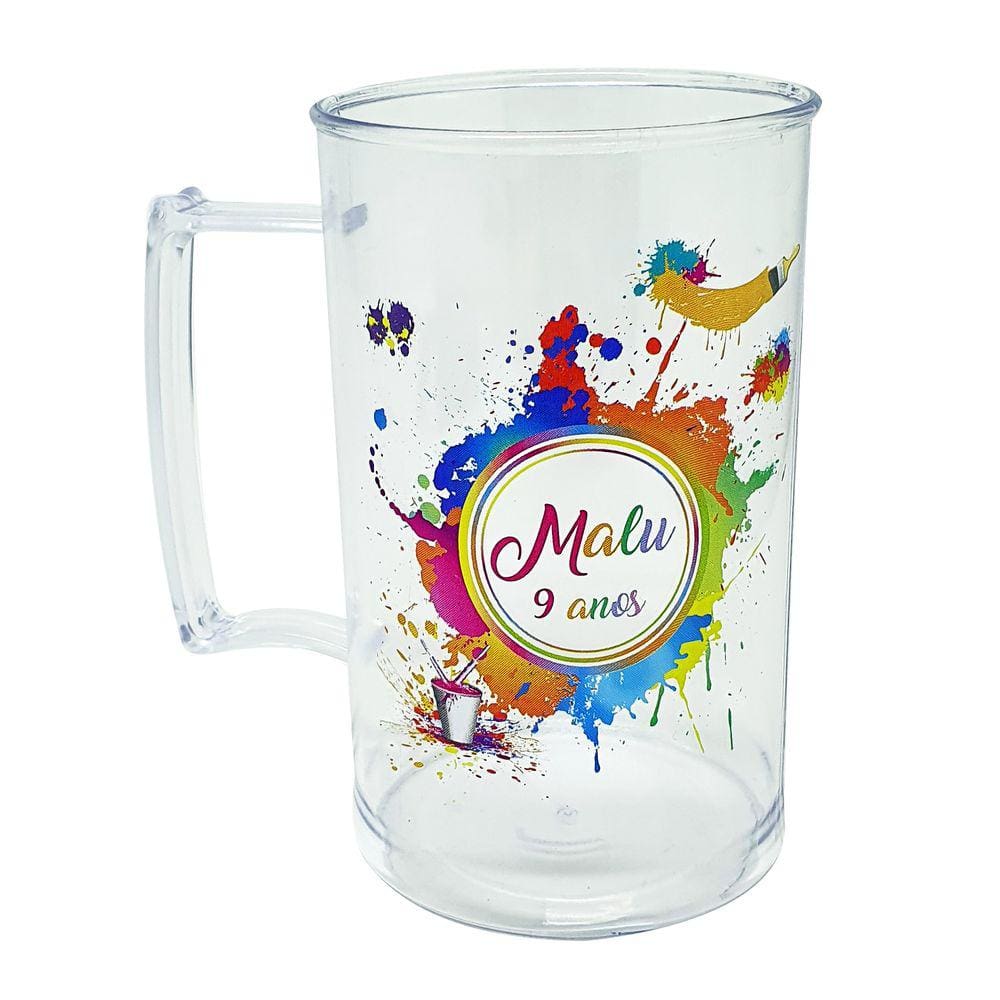 15 Canecas Acrílico Aniversário Tema Tinta Pintura Aquarela