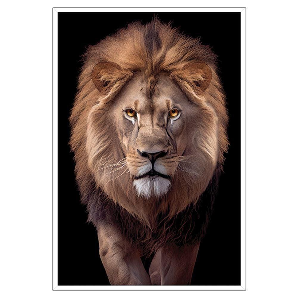 Quadro Decorativo Leão Judá Sala Quart Moldura Cxalta 100x66 Título Moldura Branca