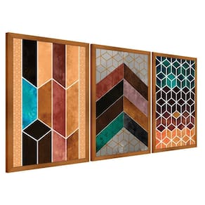 Quadros Chevron Com Moldura Premium 30x45 Kit 3 Peças Titulo 115-rm2