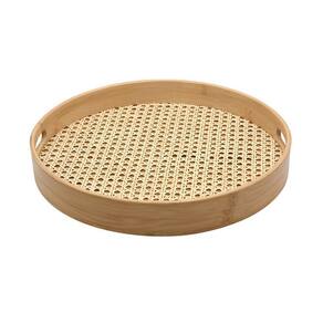Bandeja De Bambu Oikos Com Palha 35cm Redonda
