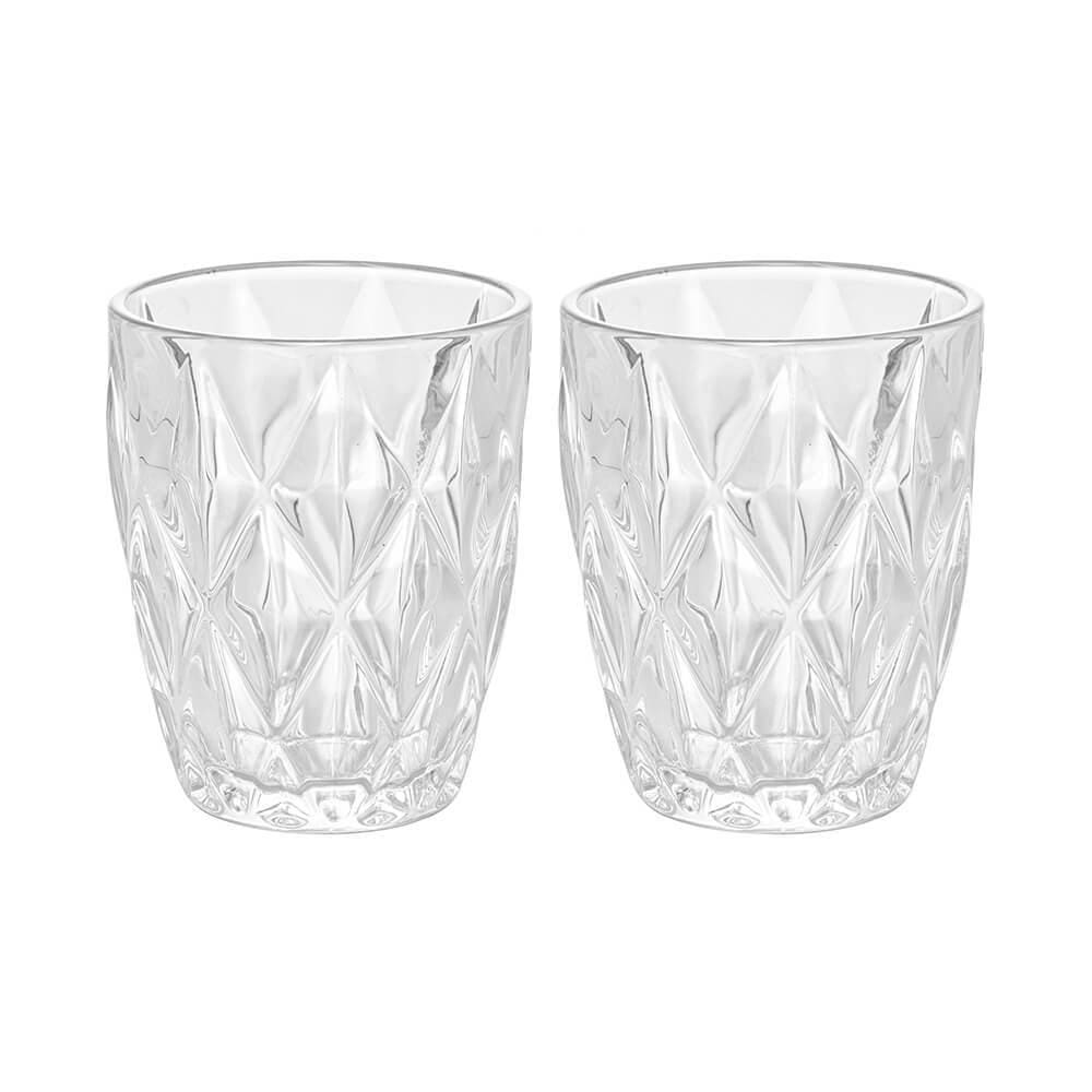 Jogo de Copos de Vidro Diamond Transparente 270ml 2 peças - Lyor