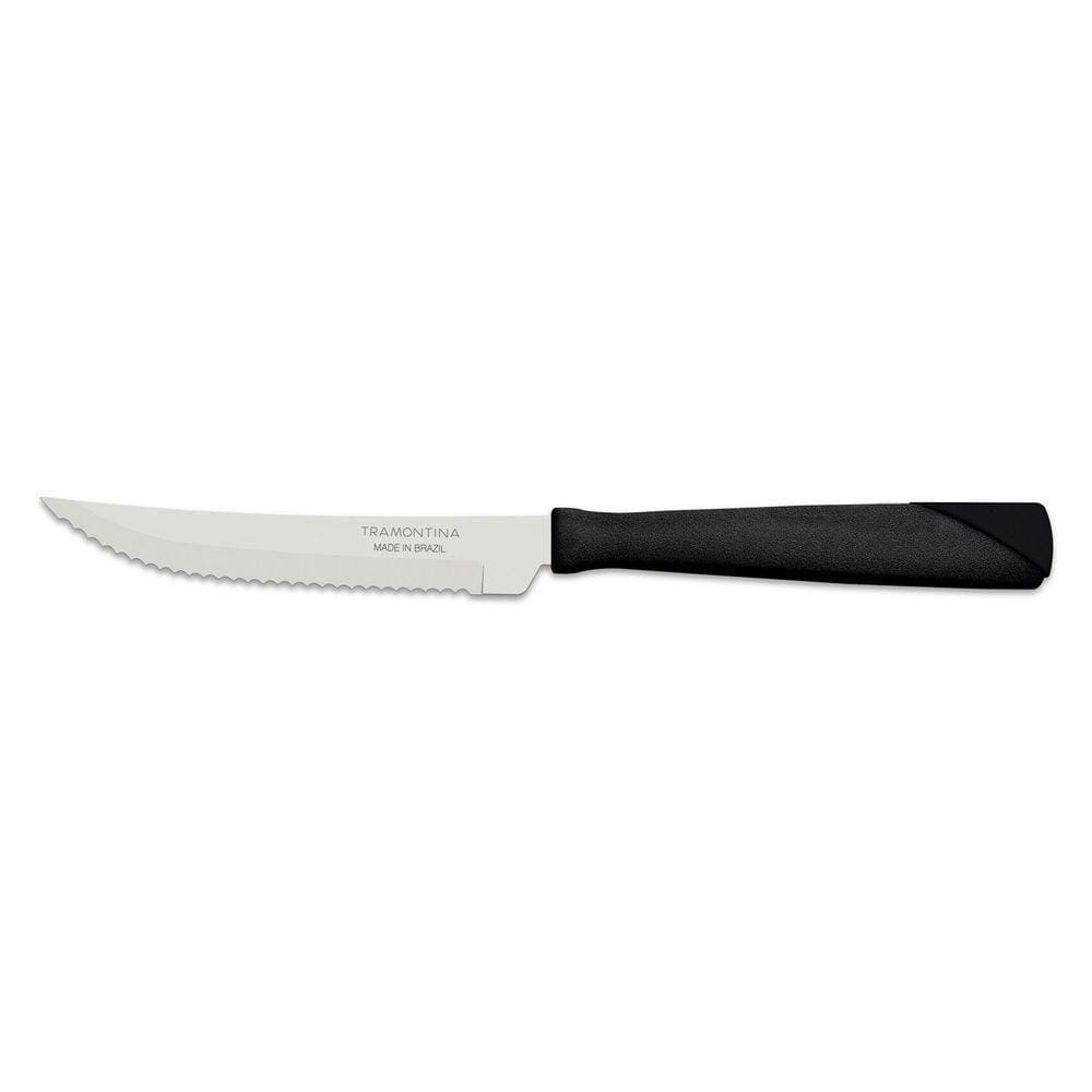 Faca Para Churrasco 4" Tramontina New Kolor Em Aço Inox E Cabo Preto Tramontina