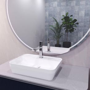 Cuba de Apoio Catena Retangular com Mesa 500x350x110 mm Branco Brilhante
