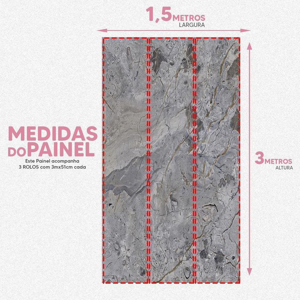 Papel De Parede Painel 3D Mármore Carrara Cinza 1,5M