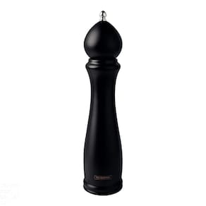 Moedor De Pimenta E Sal Churrasco Black Em Cerâmica Com Recipiente De Madeira 10"