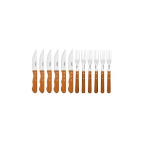 Jogo Para Churrasco Dynamic Jumbo Em Aço Inox E Cabos De Madeira Natural 12 Peças
