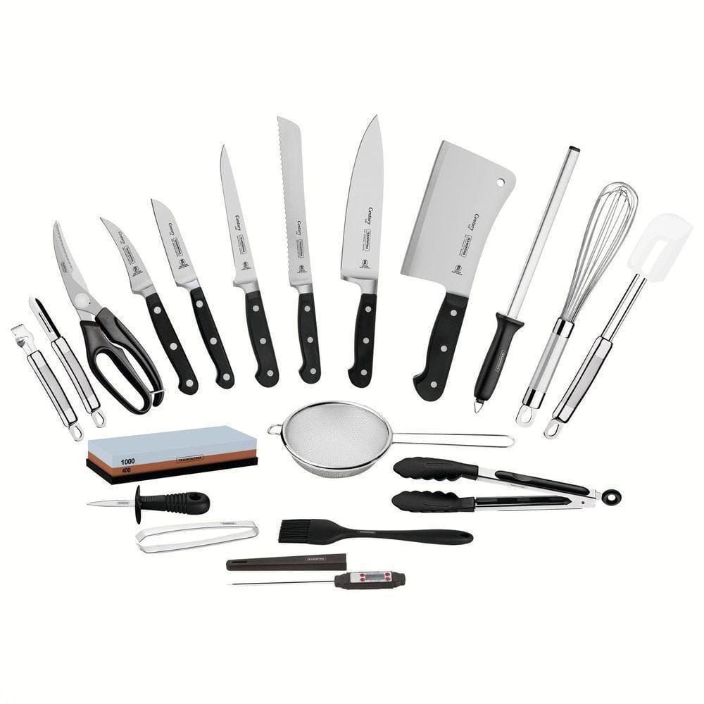 Kit Para Chefs Century Com Lâminas Em Aço Inox E Cabos De Policarbonato E Fibra De Vidro