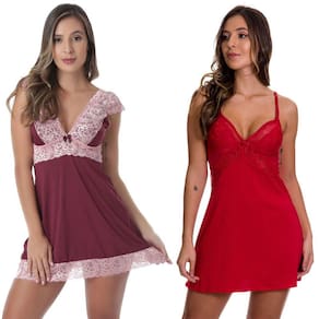KIT 2 Camisolas em Microfibra Pijama sem Bojo Estilo Sedutor - AG-DR307-DR195