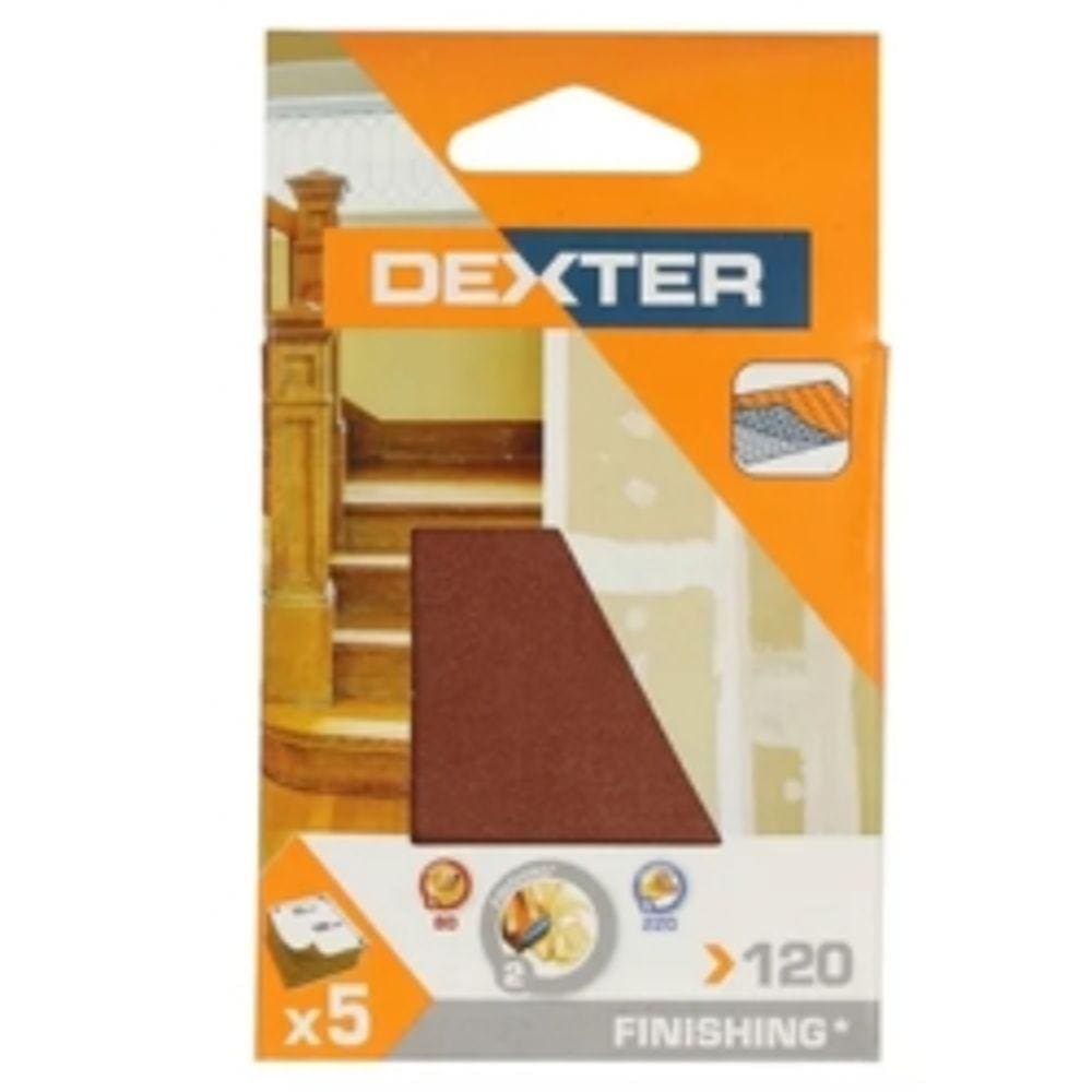 Jogo De Folha De Lixa Para Madeira Grão120 5 Unidades Dexter