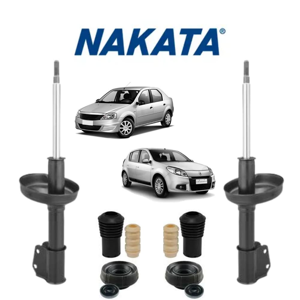 2 Amortecedor Nakata Logan 2007 A 2013 + Kit Batente Dianteiro
