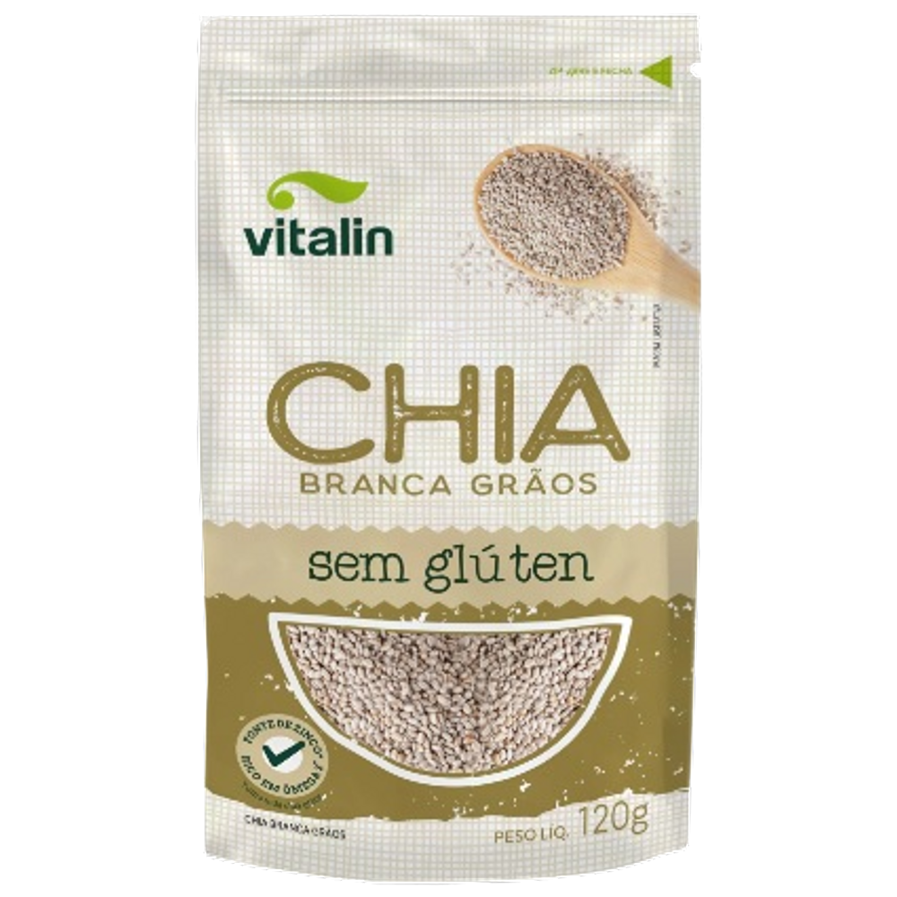 Kit 2X: Chia em Grãos Branca Sem Glúten Vitalin 120g
