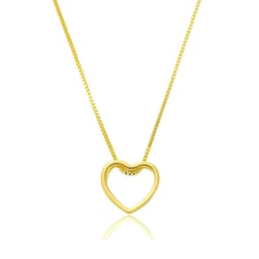 Colar Pingente Coração Vazado Banhado a Ouro 18k