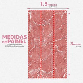 Papel De Parede Painel 3D Mármore Branco Vermelho 1,5M