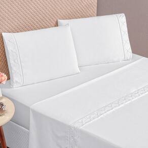 Jogo De Cama 300 Fios Bordado Queen Infinity 04 Peças - Branco
