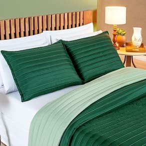 Cobre Leito 200 Fios Dupla Face King Colors 03 Peças - Esmeralda - Verde