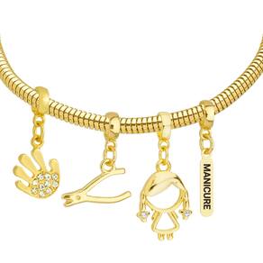 Pulseira Profissão Manicure Para Pandora Banhado a Ouro 18k