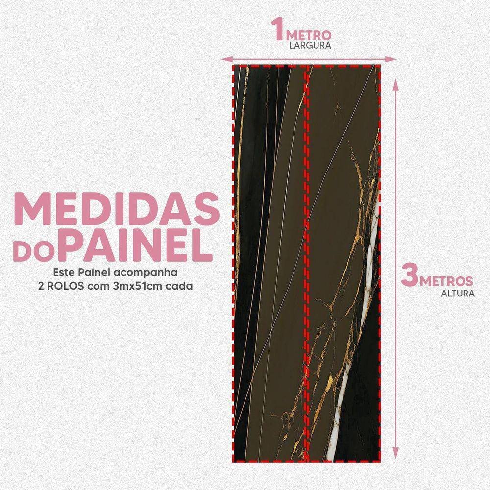 Papel De Parede Painel 3D Mármore Cinza Fio Ouro 1M