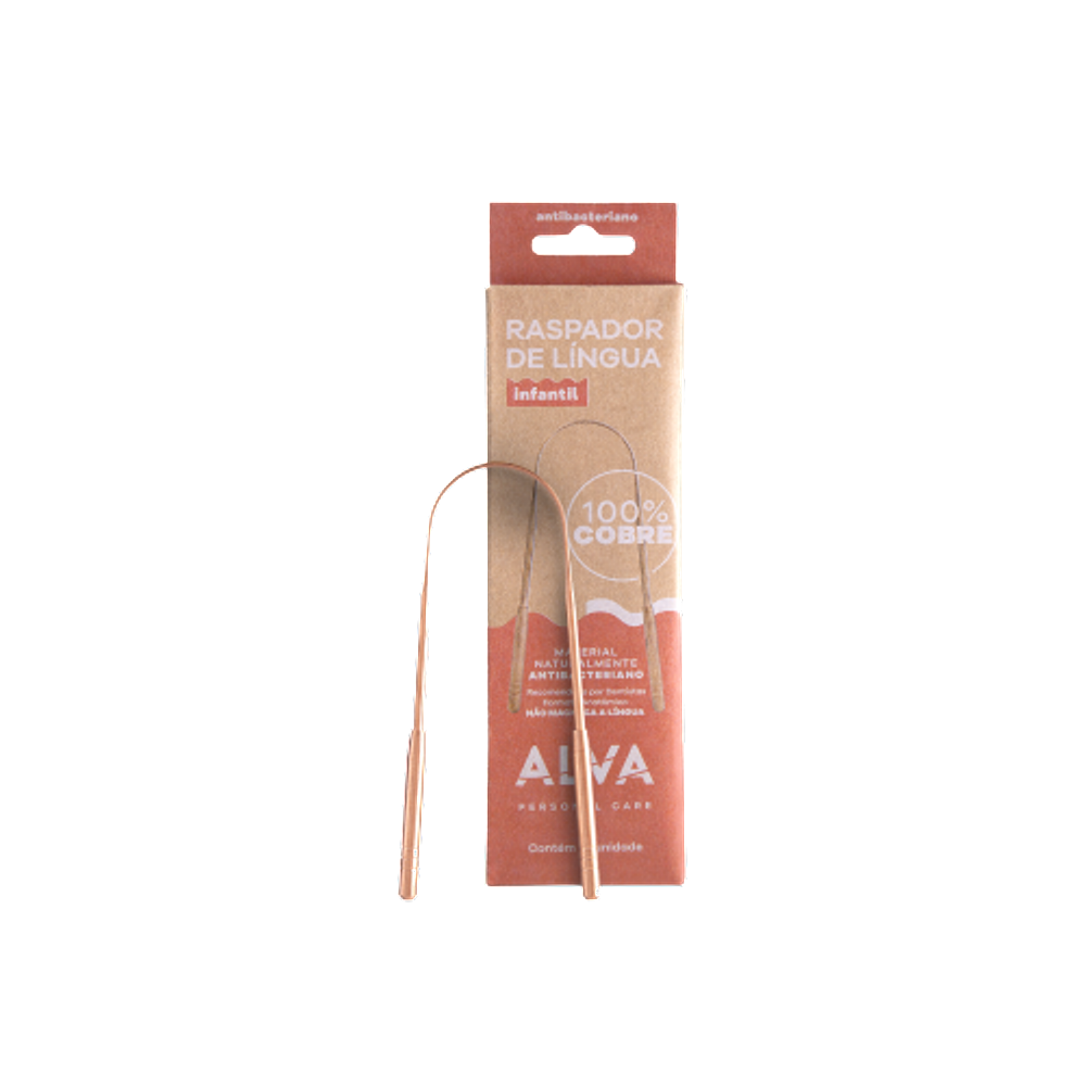 Kit 2X: Raspador de Língua de Cobre Infantil Alva 1 Unidade