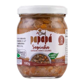 Sopinha em pedaços Lentilha, Carne e Legumes Orgânica Papapá 180g