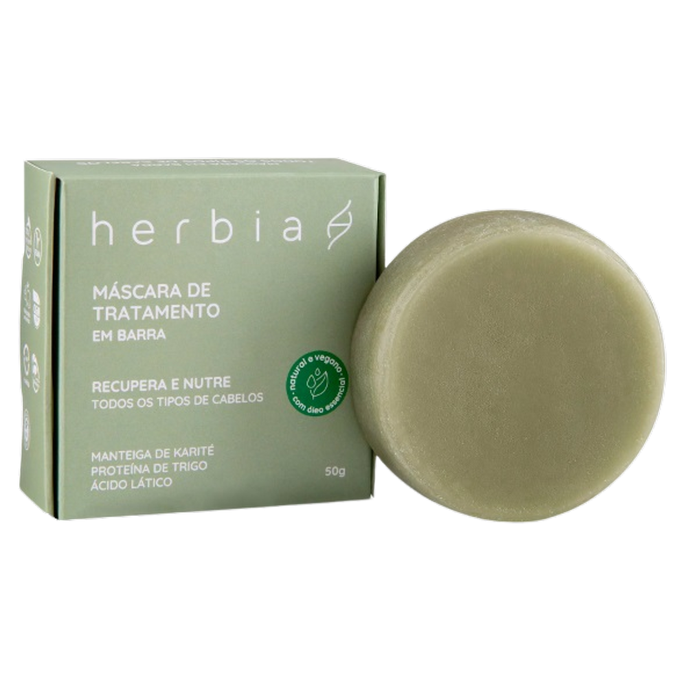 Kit 2X: Máscara Capilar em Barra para Todos os Tipos de Cabelo Herbia 50g