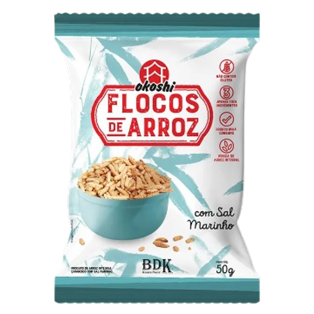 Kit 2X: Flocos de Arroz Integral com Sal Marinho Okoshi 40g