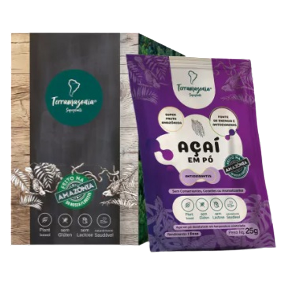 Açaí em Pó Sem Glúten Sachê 25g Terramazonia 10 Unidades
