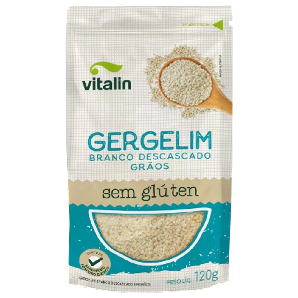Gergelim Branco Descascado Sem Glúten Vitalin 120g