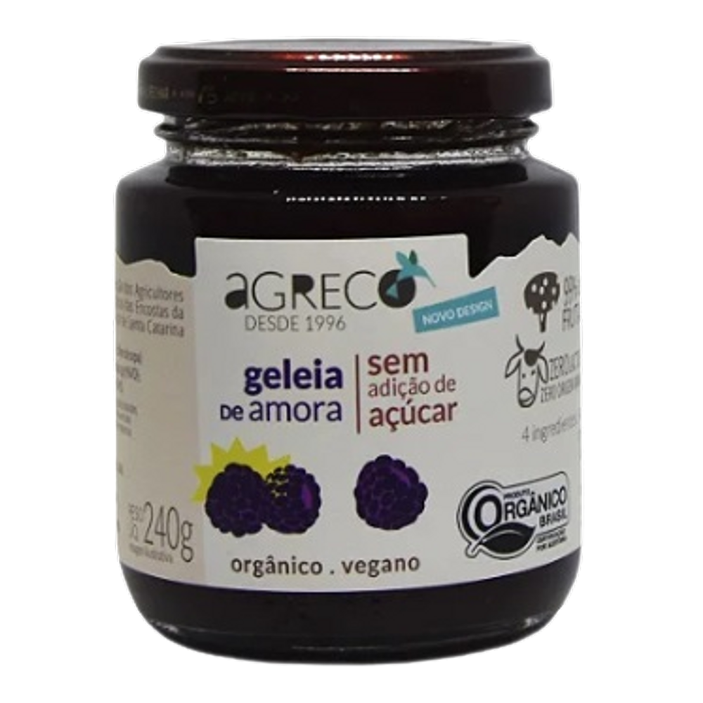 Kit 3X: Geleia de Amora Orgânica Sem Açúcar Agreco 240g