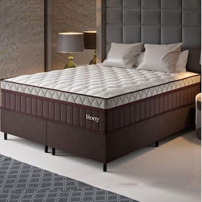 Conjunto Cama Box Queen Rony Com Molas Ensacadas 158x198x69cm Marrom