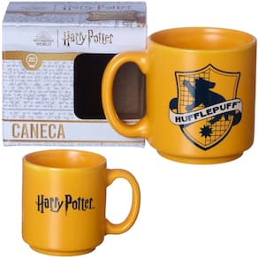 Mini Caneca Lufa-Lufa Hufflepuff Empilhável Cerâmica Casa Amarela Hogwarts 100ML Oficial Harry Potter