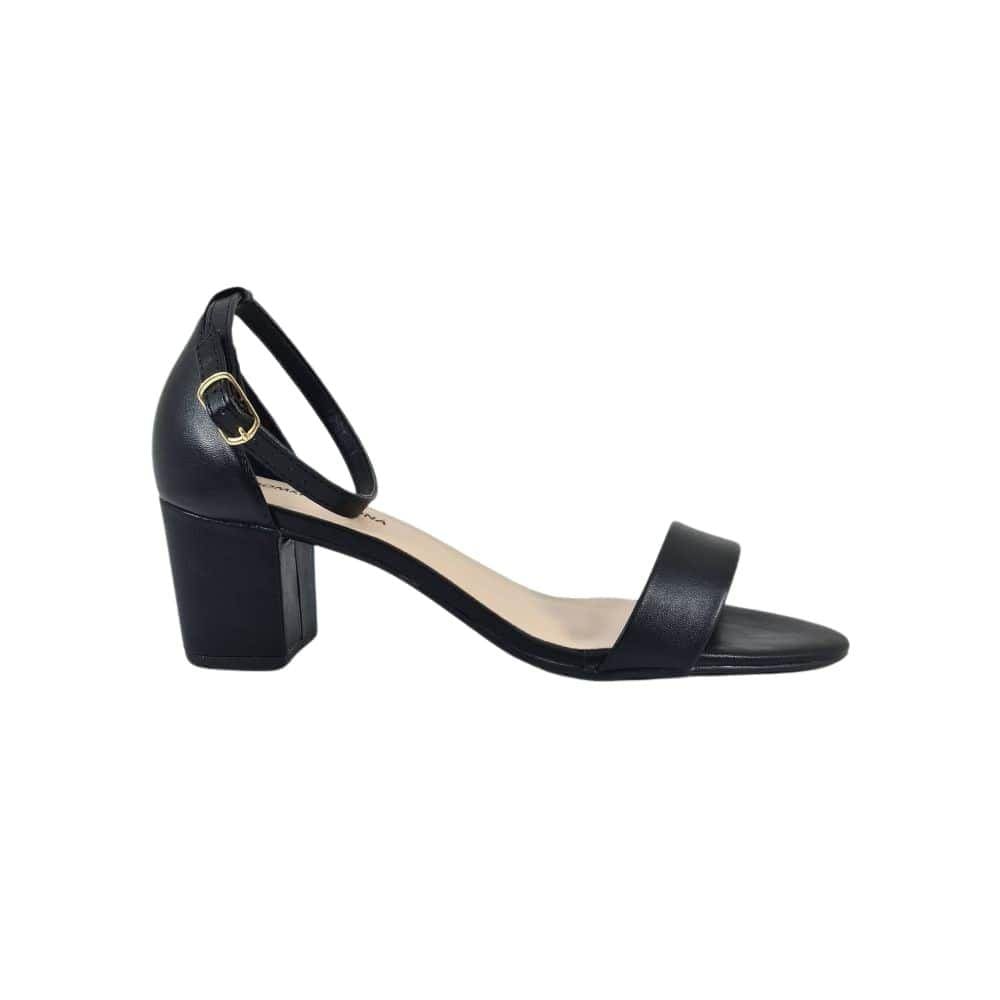 Sandália Feminina Salto Médio Numeração Especial Marina Preta e Bege