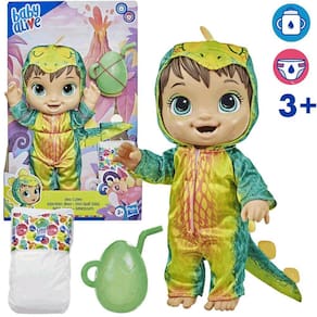 Boneca Baby Alive Dino Cuties Morena Faz Xixi com Fraldinha