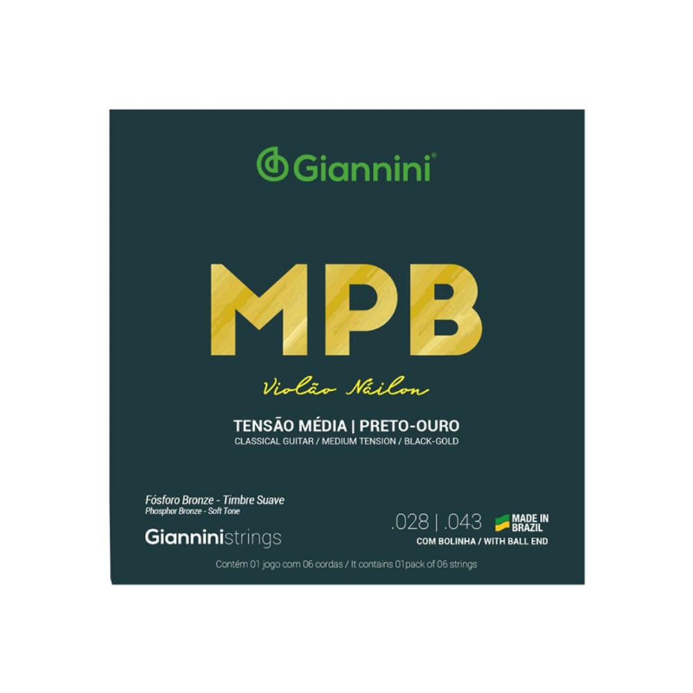 Encordoamento Giannini Violao Genwbg Preto Ouro C/Bolinha (I-6 / 2)