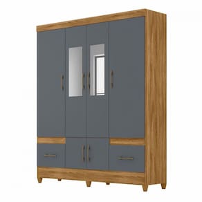 Guarda Roupa Casal Ms912 6 Portas Com Espelho Freijo Cinza Moval Freijo cinza