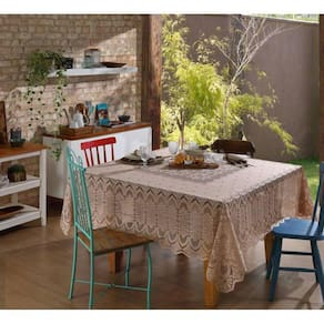 Toalha Mesa Quadrada Renda Interlar Clássica Arabesco Desert 8 Lugares