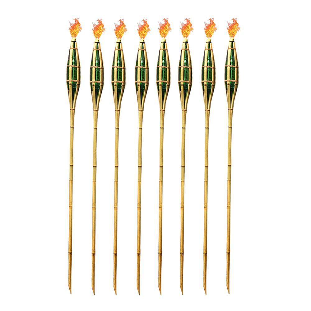 Kit 8 Tochas Bambu De Iluminação C/ Fogo Chama Desmontável