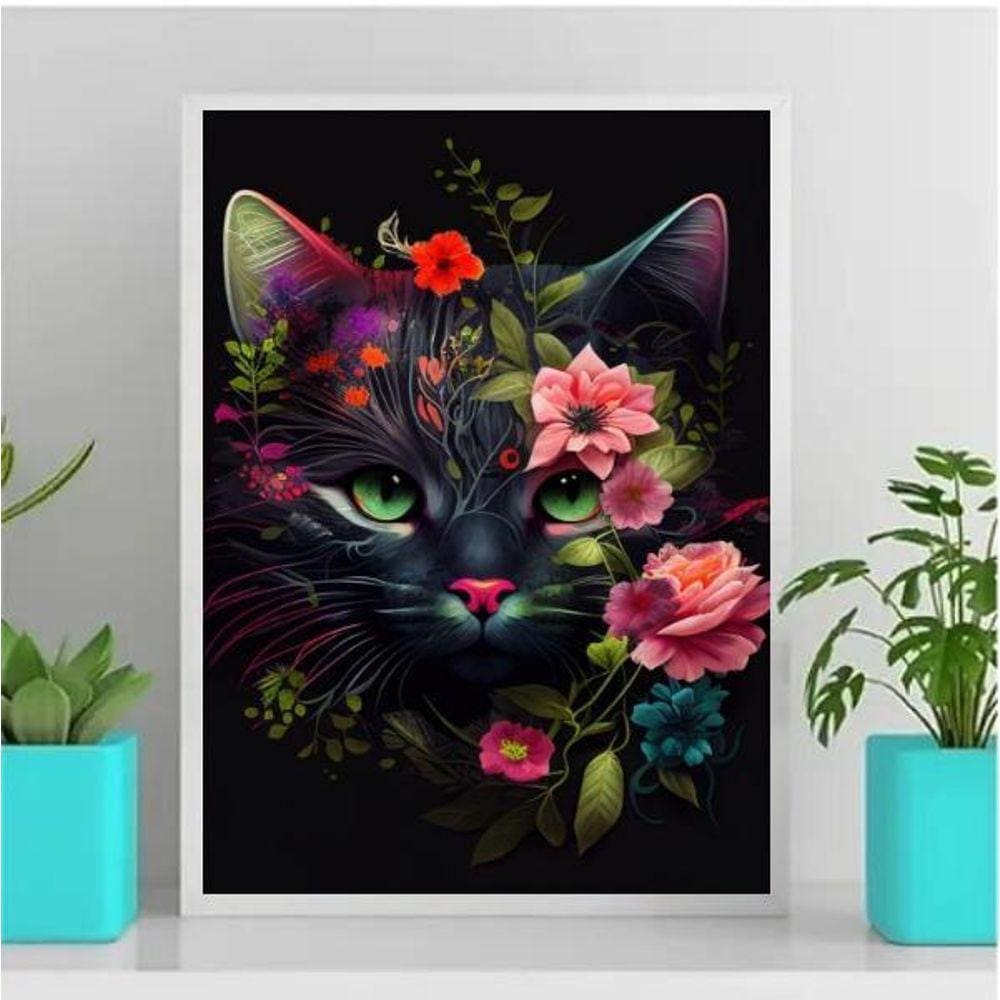 Quadro Decorativo Cute Cat 24X18Cm
