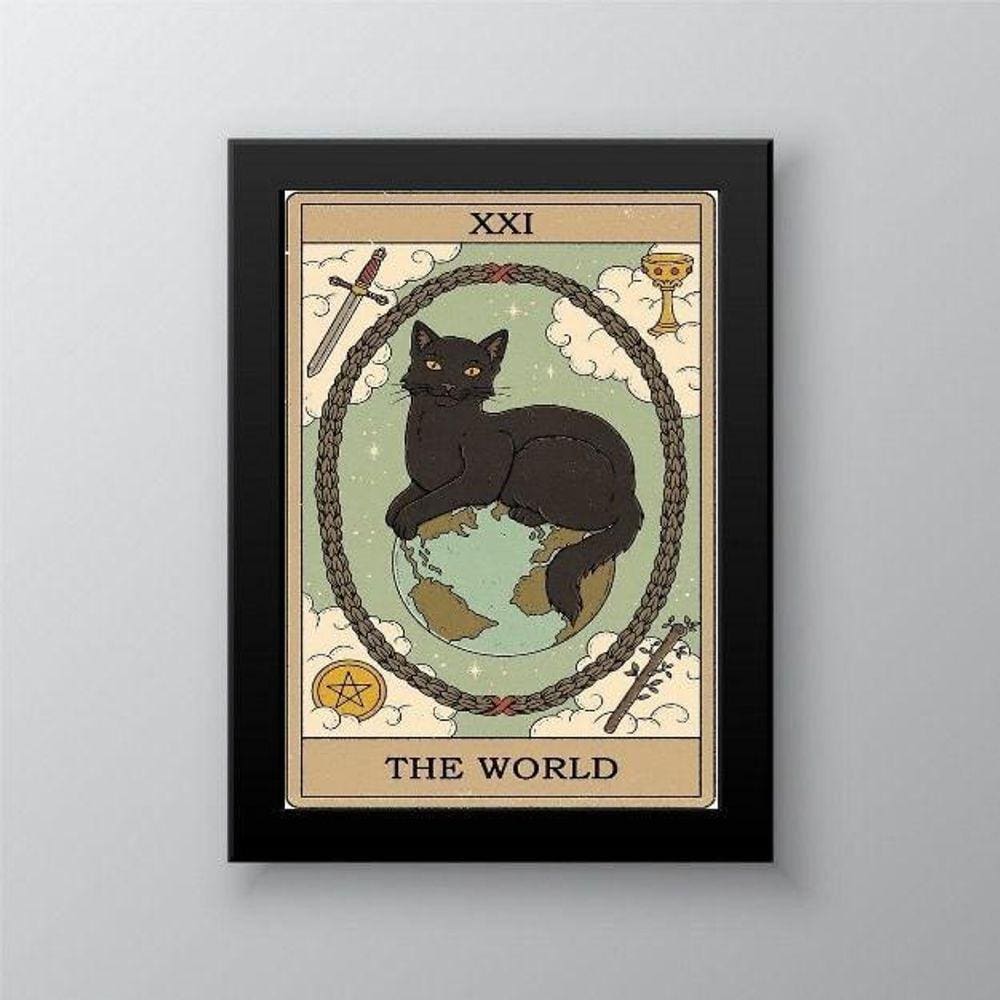 Quadro Tarot O Mundo Gato 45x34cm - Decoração Residencial