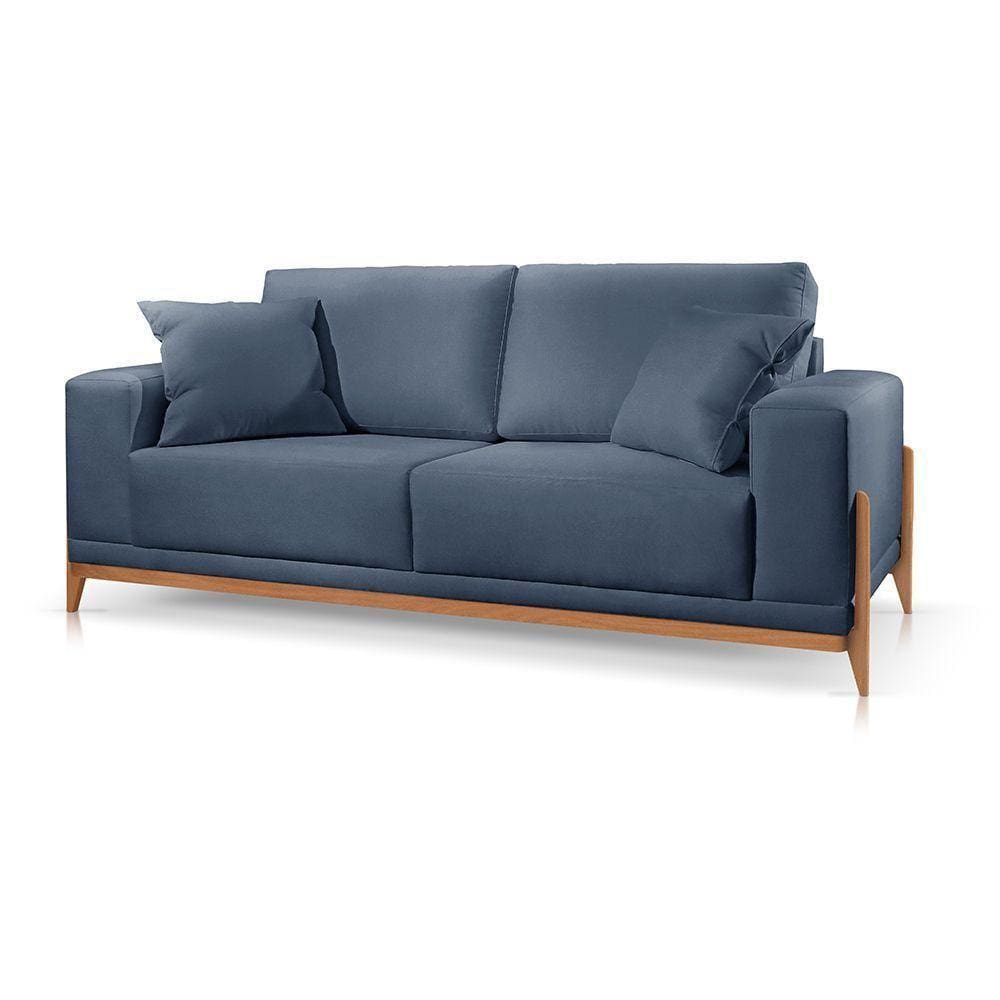 Sofá 2 Lugares Fixo Living Bellagio Suede Azul 14 1,90m