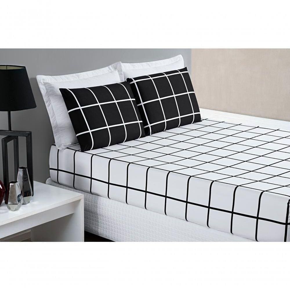 Jogo De Cama Lençol 200 Fios Austin Queen 03 Peças - Preto